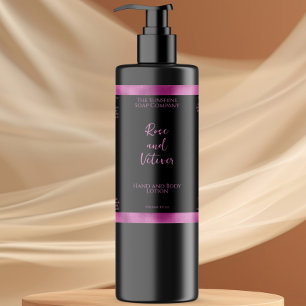 Zwart & hete roze faux folie cosmetica flesetiket sparkling wijnetiket