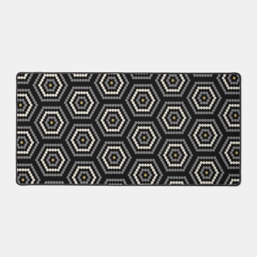 Zwart Hexagon Penny Hex Tegel Pattern Bureaumat (Voorkant)