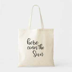 Zwart: "Hier komt de zon" Tote Bag