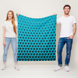 Zwart Hondenpootafdruk Patroon Custom Fleece Deken