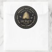Zwart Honey Jar Label (Gouden Skep) stippelrand (Tas)