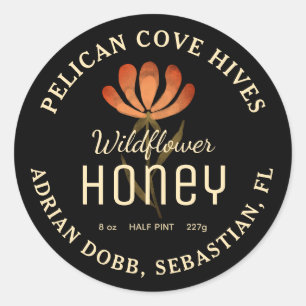 Zwart Honey Label Waterverf Wildflower Floral