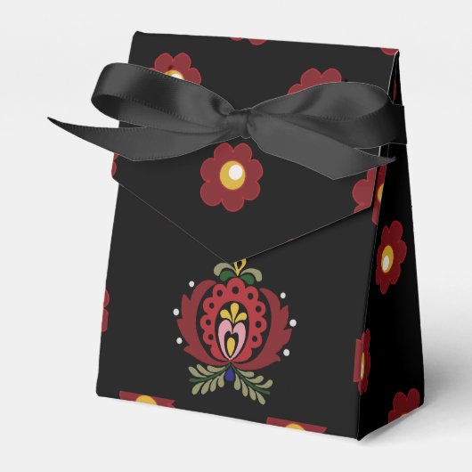 Zwart Hongaars Folk Design Bedankdoosjes (Voorkant Zijde)