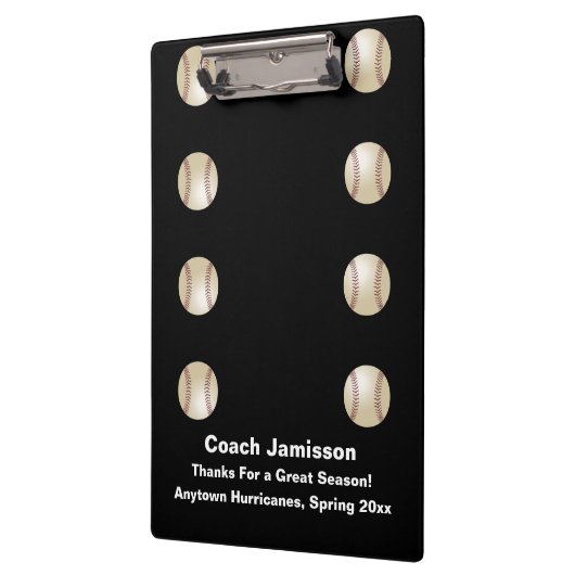 Zwart, honkbalcoach, naam, dank je klembord (Links)