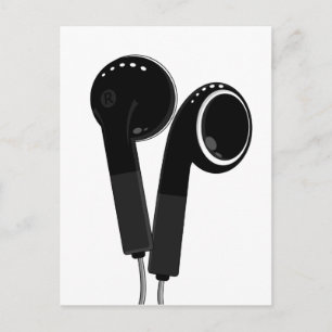 Zwart hoofdtelefoonBriefkaart Briefkaart