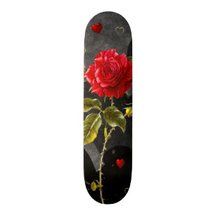 Zwart hoogtepunt met rode roze skateboard