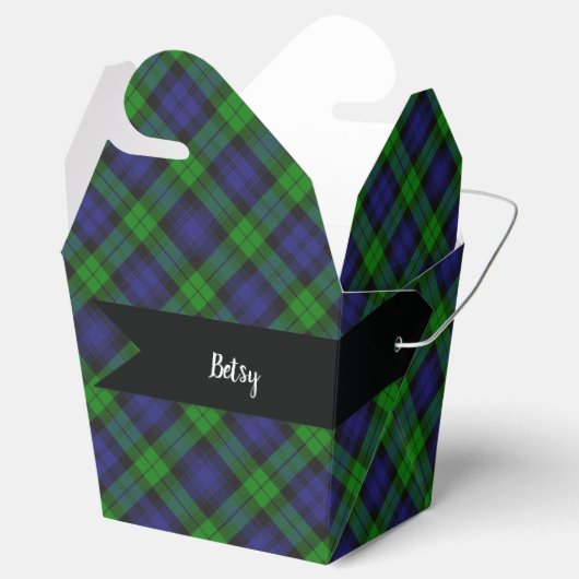 Zwart horloge Campbell Schots Tartan Plaid Pattern Bedankdoosjes (Geopend)