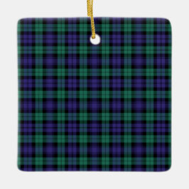Zwart horloge Schotse Tartan Keramisch Ornament