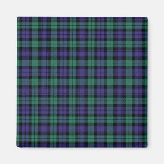 Zwart horloge Schotse Tartan Magneet (Voorkant)