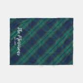 Zwart Horloge Tartan Plaid Aangepaste Naam Jaar Es Fleece Deken (Voorkant (Horizontaal))
