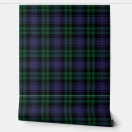 Zwart horloge Tartan, Plaid Behang