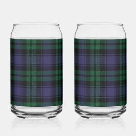 Zwart horloge Tartan, Plaid Blikvorm Glas