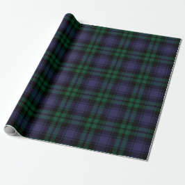 Zwart horloge Tartan, Plaid Cadeaupapier