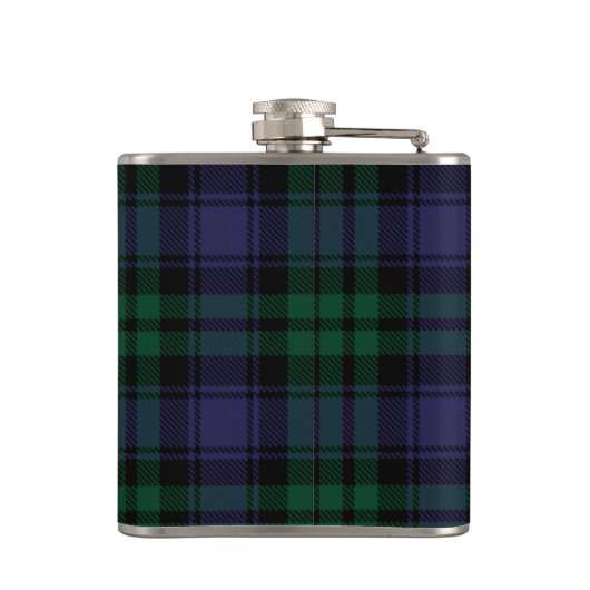 Zwart horloge Tartan, Plaid Heupfles (Achterkant)