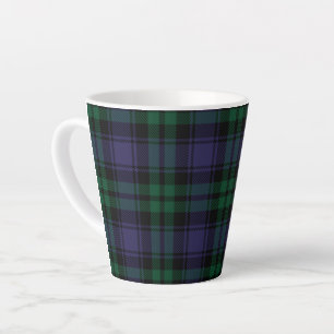 Zwart horloge Tartan, Plaid Latte Mok