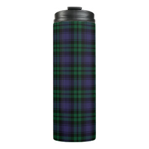 Zwart horloge Tartan, Plaid Thermosbeker