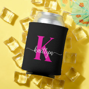 Zwart Hot Pink Monogram Blikjeskoeler
