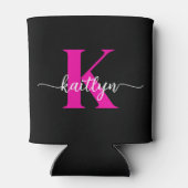 Zwart Hot Pink Monogram Blikjeskoeler (Achterkant)