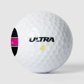 Zwart Hot Pink Stripe Script Naam Monogram Golfballen (Logo)