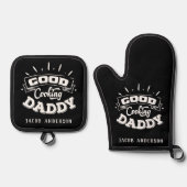 Zwart Hou van je vader vaders dag Ovenwant & Pannenlap Set (Voorkant)