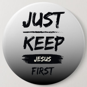 Zwart houdt Jezus eerst Ronde Button 6,0 Cm