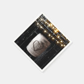 Zwart hout met lights & barrel Rustic Wedding Servet (Hoek)