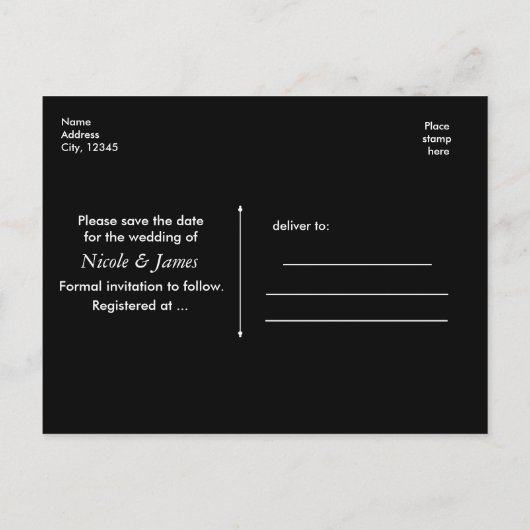 Zwart Hout SAVE DE DATUM Glam rustieke bruiloft fo Aankondigingskaart (Achterkant)