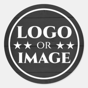 Zwart Houten Graan Houten Boards Logo Afbeelding S Ronde Sticker