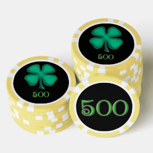 Zwart Iers geel 500 gestreepte poker chip