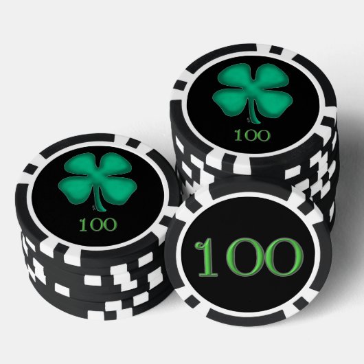 Zwart Iers zwart 100 gestreepte poker chip (Opstapeling)