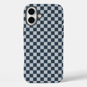 Zwart ijs geruit bordpatroon iPhone 16 plus hoesje