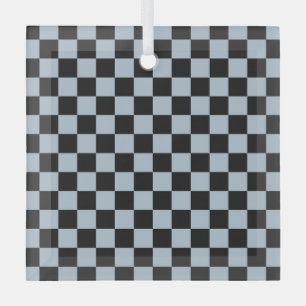 Zwart ijs schaakbordpatroon glas ornament
