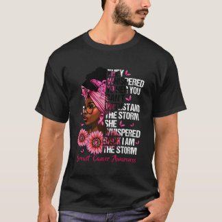 Zwart Ik ben de Storm borstkanker krijger K Ribbon T-shirt
