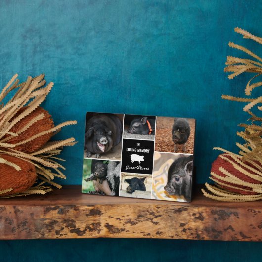 Zwart in Loving Memory Pet Pig Fotocollage Fotoplaat (Zijkant)