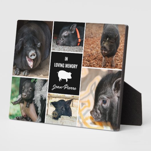 Zwart in Loving Memory Pet Pig Fotocollage Fotoplaat (Zijkant)