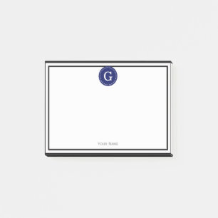 Zwart Ingelijste Ronde Marine 1I Monogram Post-it® Notes