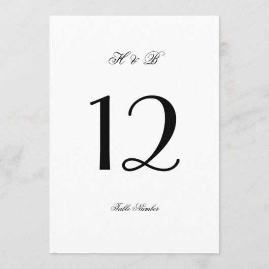 Zwart Ingelijste Wit Formeel 5 x 7 Tafelnummers (Achterkant)