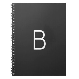 Zwart Initiaal Letter Monogram Modern Notitieboek