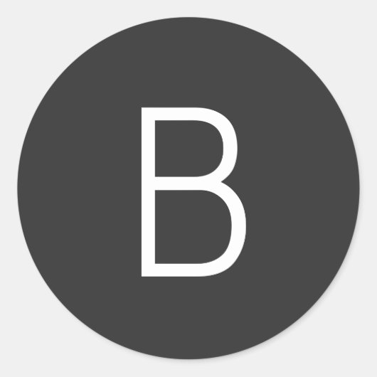 Zwart Initiaal Letter Monogram Modern Ronde Sticker (Voorkant)