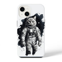 Zwart Inkt Astronaut Cat Design