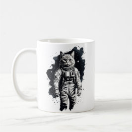 Zwart Inkt Astronaut Cat Design Koffiemok