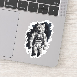 Zwart Inkt Astronaut Cat Design Sticker