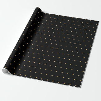 Zwart inpakpapier met gouden polka stippen