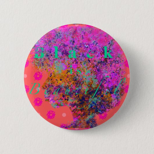 Zwart is prachtig ronde button 5,7 cm (Voorkant)