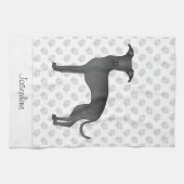 Zwart Italiaans grijnshond met aangepaste naam Theedoek (Horizontaal)