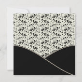 Zwart Ivoor Cream Damask Wedding Kaart (Achterkant)