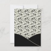 Zwart Ivoor Cream Damask Wedding RSVP Kaart (Achterkant)