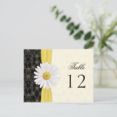 Zwart, Ivoor, Goud, Witte Daisy Trouwtafel Kaart (Staand voorkant)