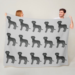 Zwart Jachthond Great Dane Honden Patroon Op Grijs Fleece Deken
