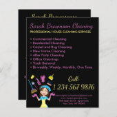 Zwart Janitorial Maid House Cleaning Flyer (Voorkant / Achterkant)